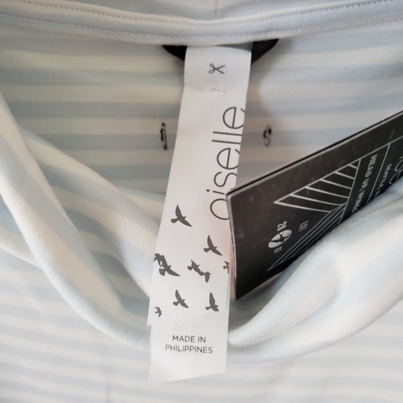 Oiselle Blue and White Striped Mock Neck - Picture 3 of 3